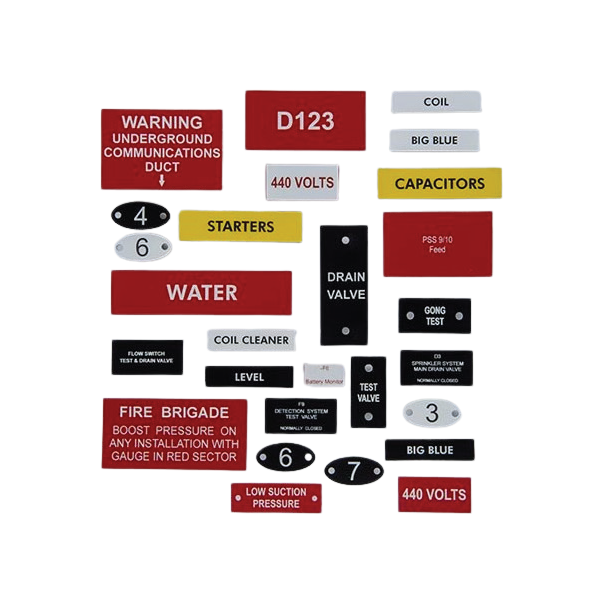 selection of engraved plastic labels