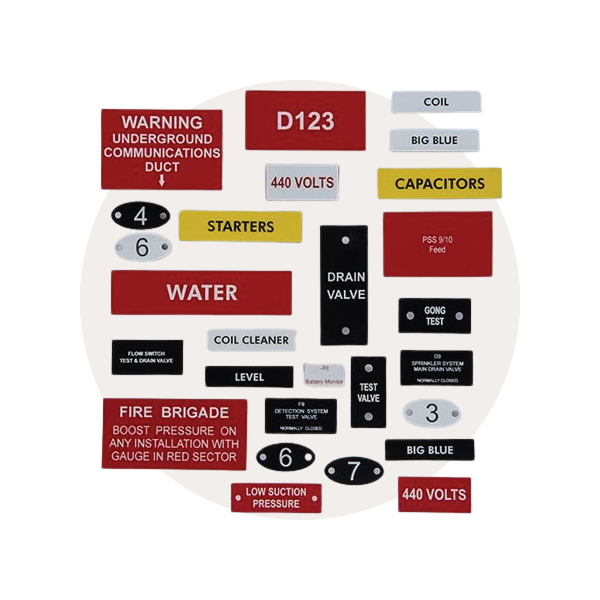 selection of engraved plastic labels