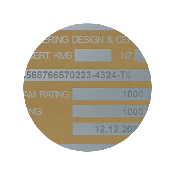 engraved serial plate
